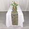 12"x108" HUNTER GREEN GOLD Mesh TABLE RUNNER Wavy Embroidered Sequins